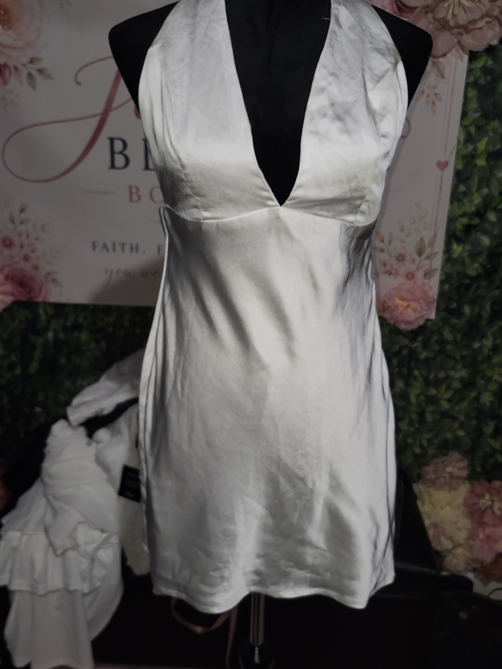 Lulus White Satin Halter Chemise
